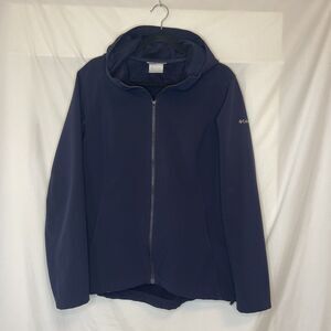 Columbia Women’s Zip Jacket Navy Blue Pockets Hood Lightweight Size Large